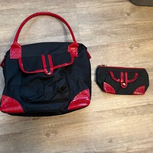 Stylish Black and Red Women's Bag Set